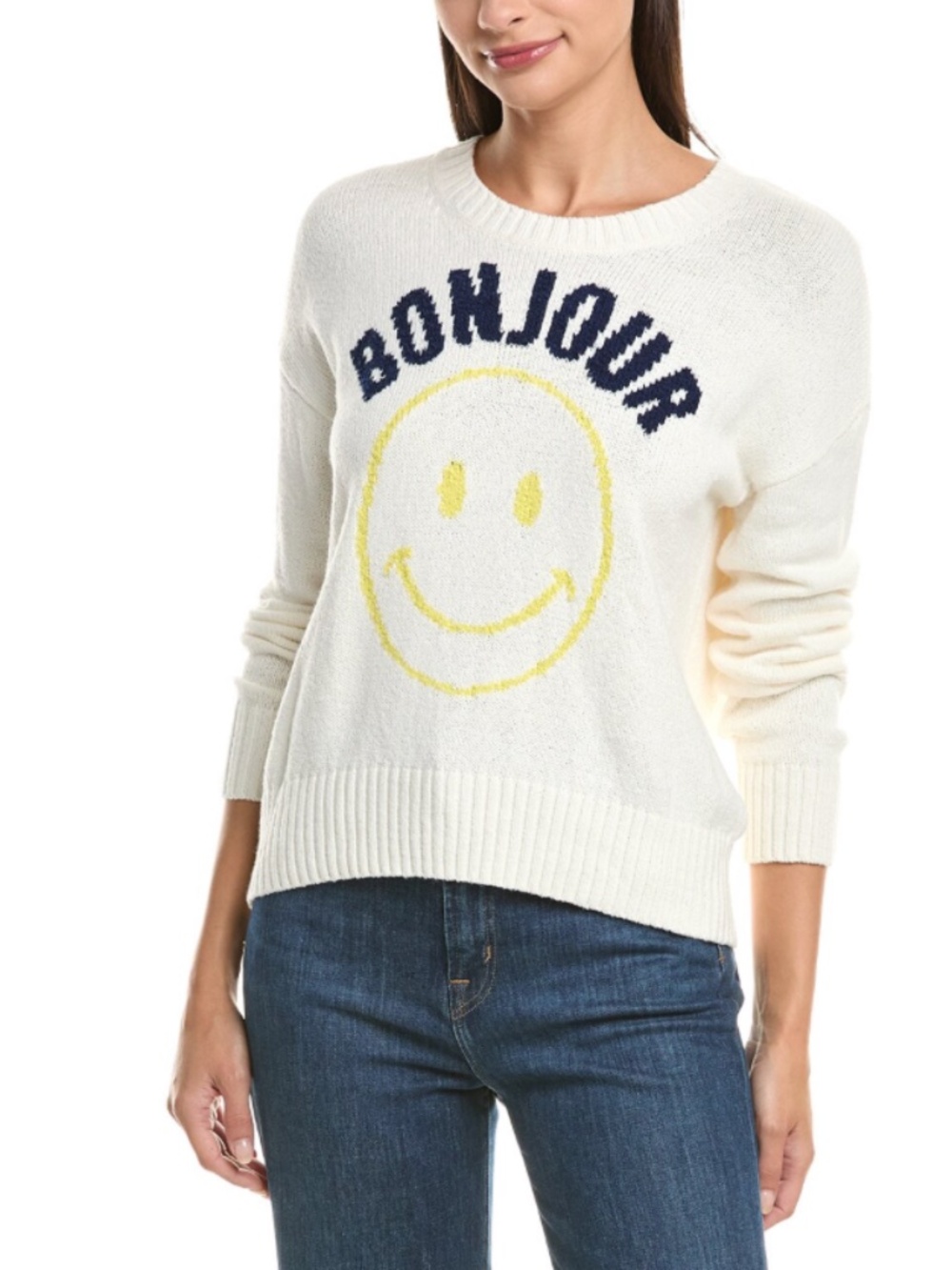Cinq à Sept Chunky Graphic Pullover Bon Jour! Size M